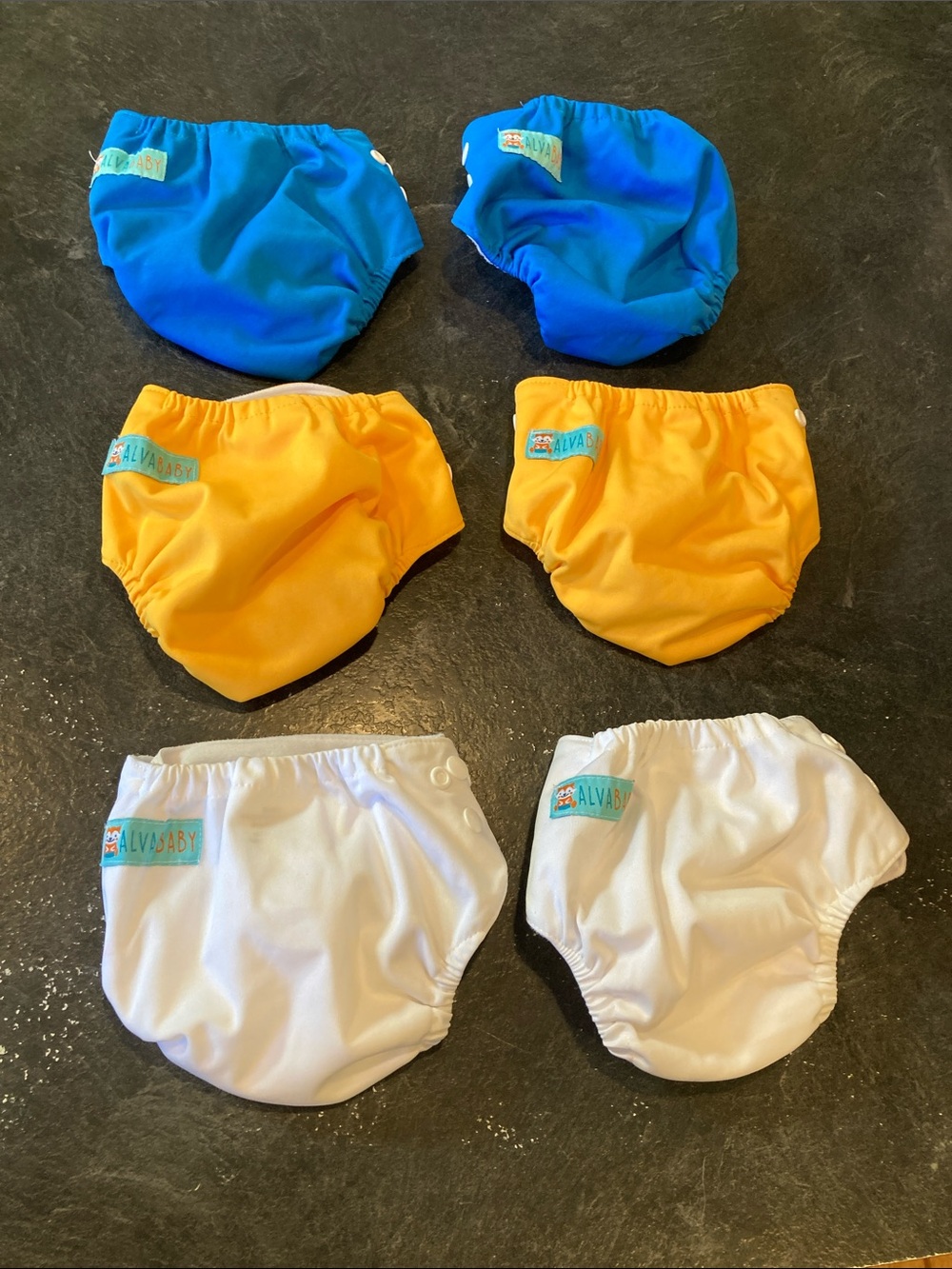 Alva Baby white blue yellow cloth diaper covers - set of 6